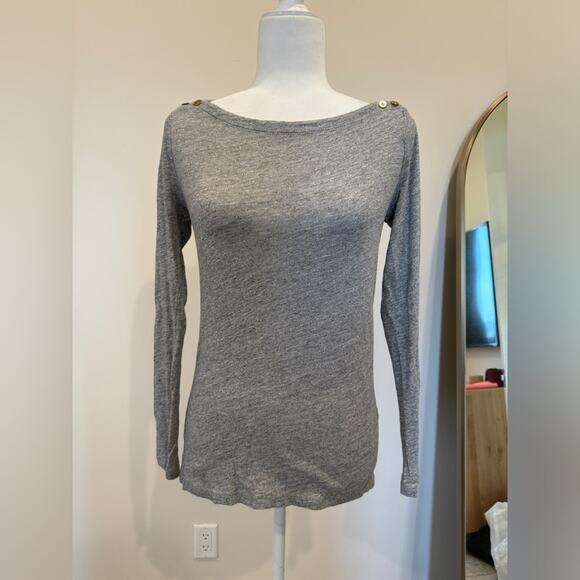 J.Crew Painter's T-Shirt - Grey with Gold Button Details - Size Small - Picture 1 of 4